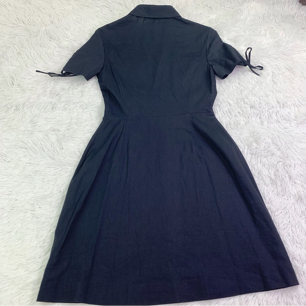 Theory short sleeve linen blend shirt Dress‎ in black button front - Picture 12 of 14